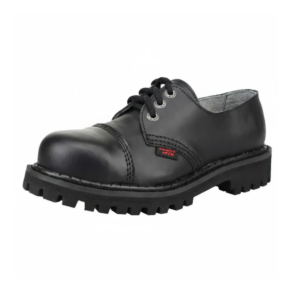 Angry Itch 03-Loch Leder Schuhe Schwarz