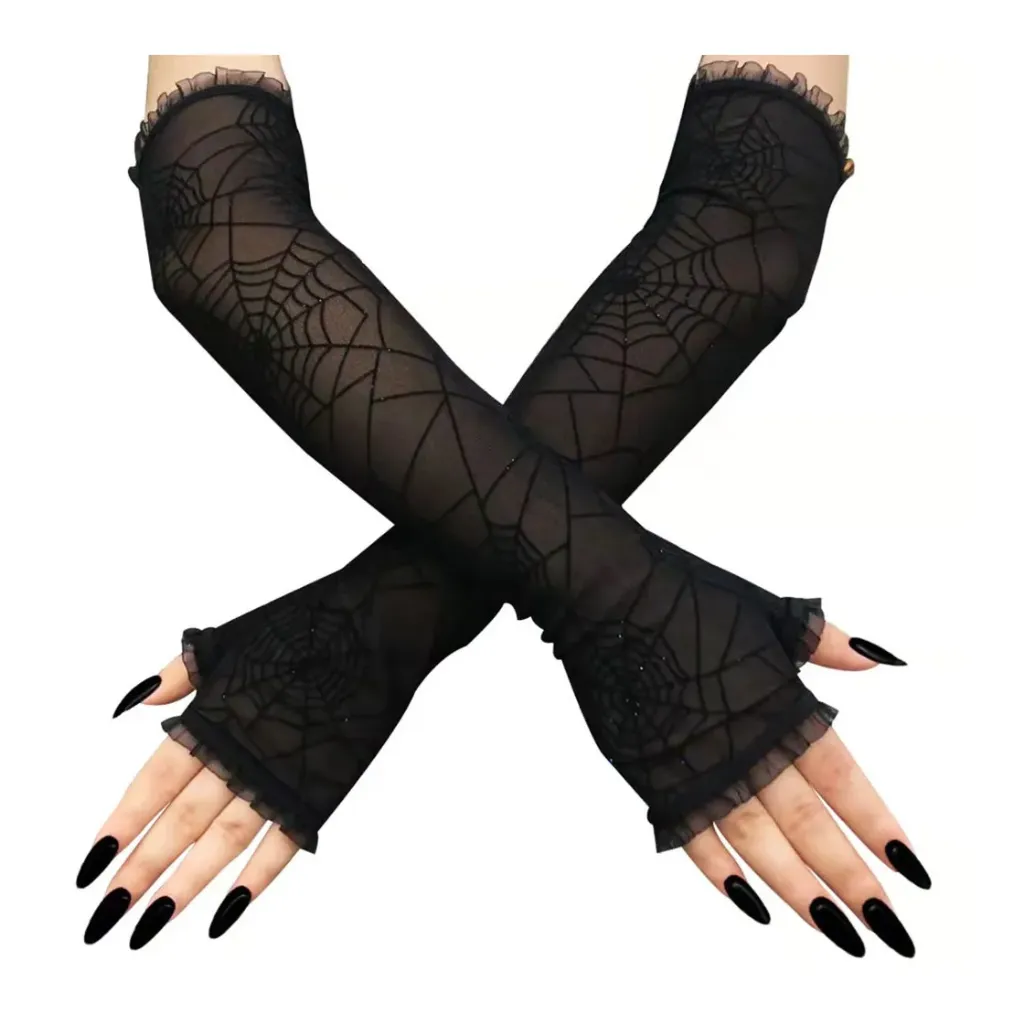 Langarm Handschuhe Spiderweb