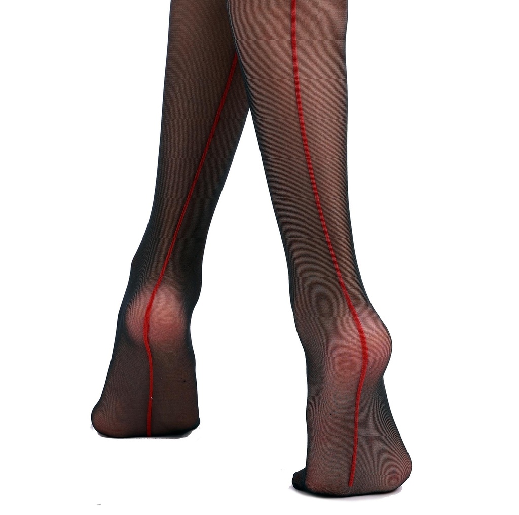 Ouvert Pantyhose mit Naht hinten (Rot)